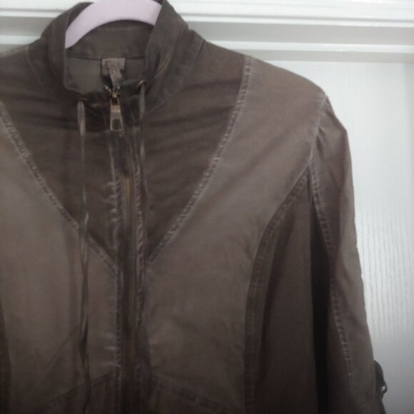 XCVI Womens Military Green Utility Full Zip Grunge Gorpcore Jacket M Stretch - Picture 4 of 12